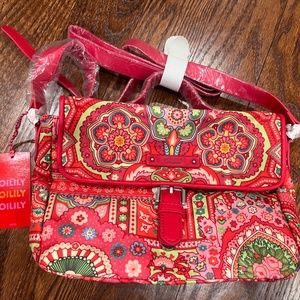 COPY - OILILY RED BRIGHT PAISLEY PRINT VEGAN CROSSBODY HANDBAG PURSE NWT